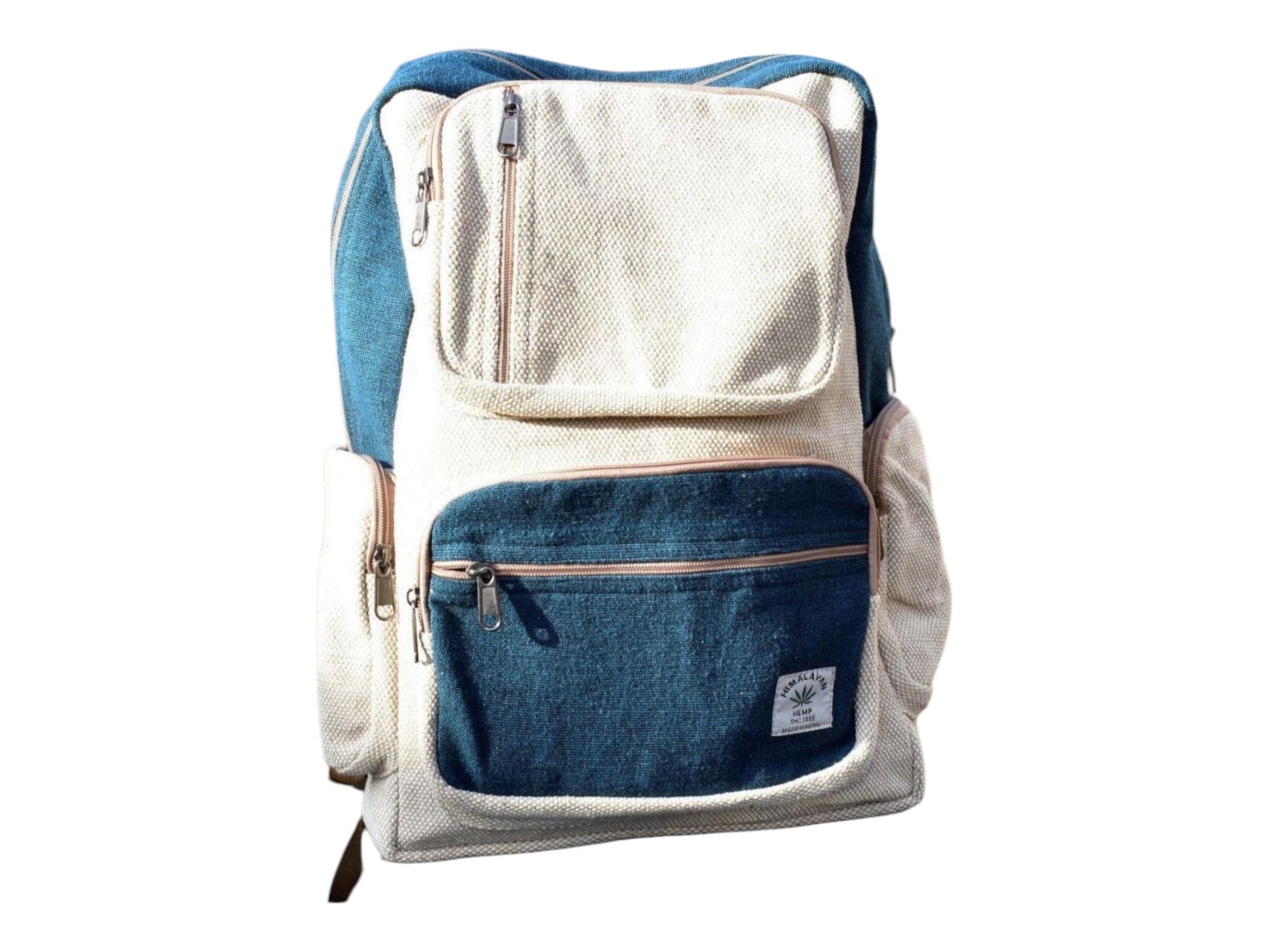 Natural Bohemian Hippy Organic Natural Cotton Gheri Handmade Vegan Eco-Friendly Box Backpack.