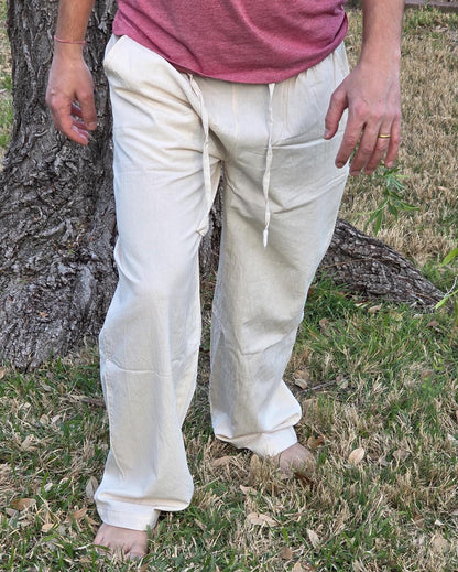 Unisex Fine Cotton Handmade Bohemian Comfortable Organic Natural Yoga Casual Plain Pants from Nepal