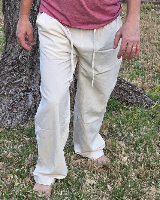 Unisex Fine Cotton Handmade Bohemian Comfortable Organic Natural Yoga Casual Plain Pants from Nepal