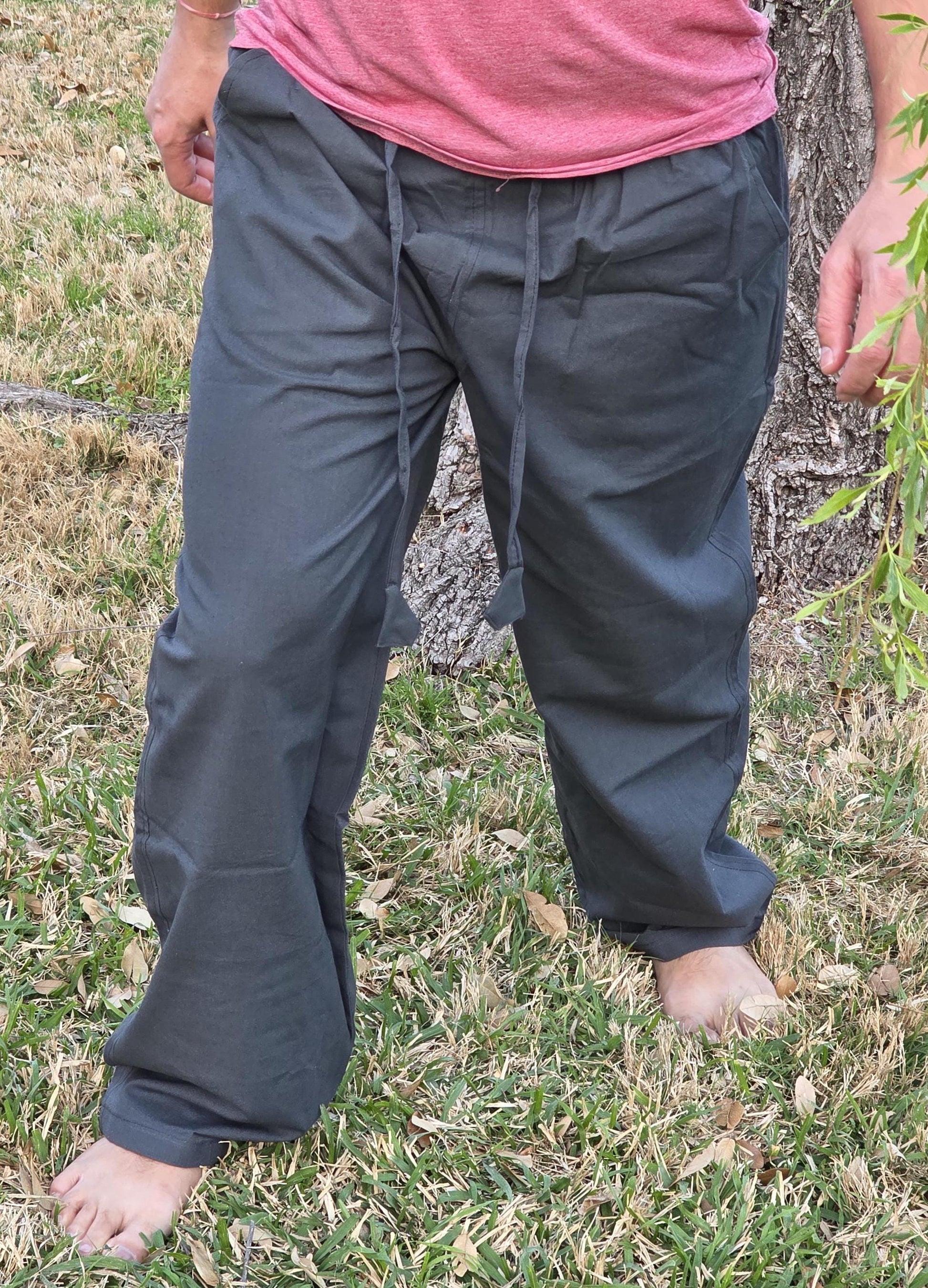 Unisex Fine Cotton Handmade Bohemian Comfortable Organic Natural Yoga Casual Plain Pants from Nepal