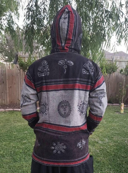 Namaste patch lined organic unisex handmade colorful festival hippie strong cotton stonewashed hoodie
