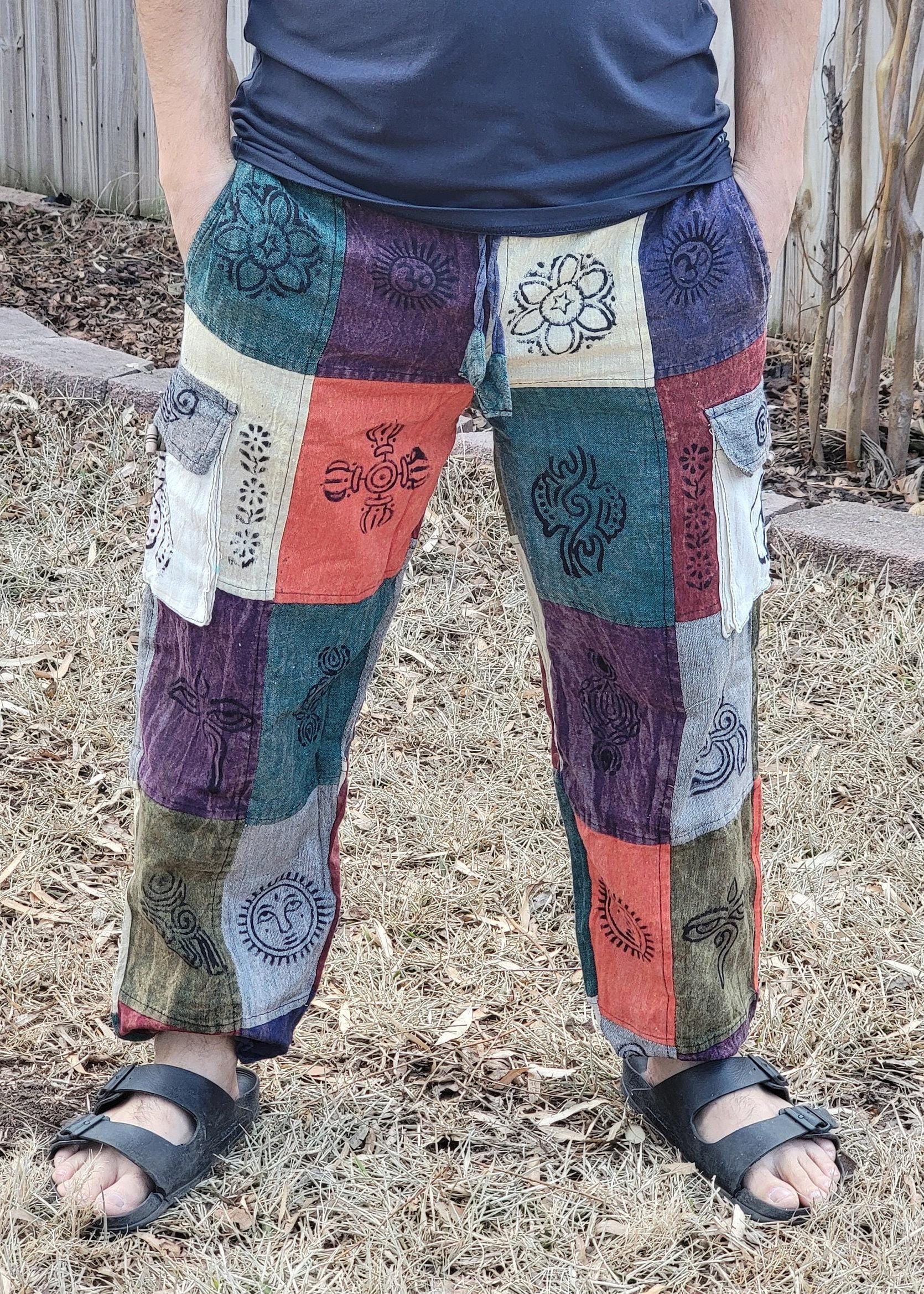 Namaste fashionable unisex multicolor stonewashed handmade hippie patchwork durable non acidic hippie cotton trouser