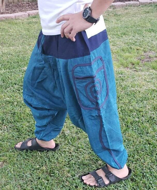 Namaste fashionable unisex multicolor handmade hippie blue cotton hippy boho comfy baggy festival nepalese yoga pants harem trouser