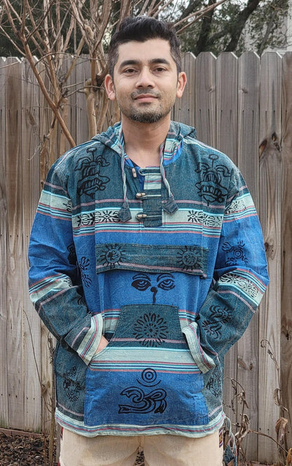 Namaste patch lined organic unisex handmade colorful festival hippie strong cotton stonewashed hoodie