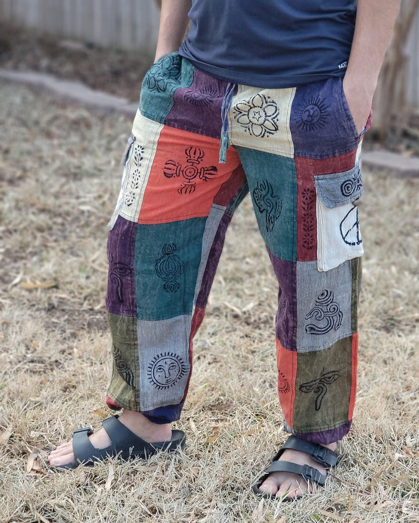 Namaste fashionable unisex multicolor stonewashed handmade hippie patchwork durable non acidic hippie cotton trouser