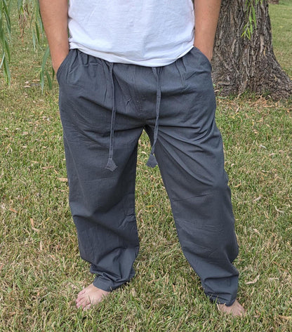 Unisex Fine Cotton Handmade Bohemian Comfortable Organic Natural Yoga Casual Plain Pants from Nepal