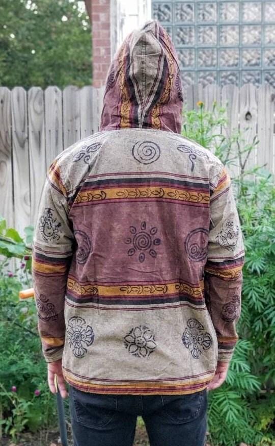 Namaste printed fashionable unisex multicolor fleece lined cotton hoodie handmade double layered jacket