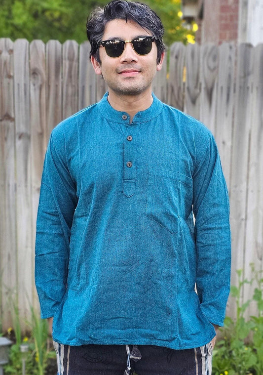 Namaste holiday unisex plain handmade nepalese 100% cotton organic top/kurta rn.