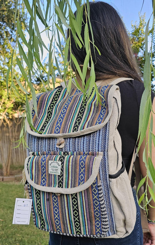 Namaste hemp large rectangular handmade unisex organic backpack