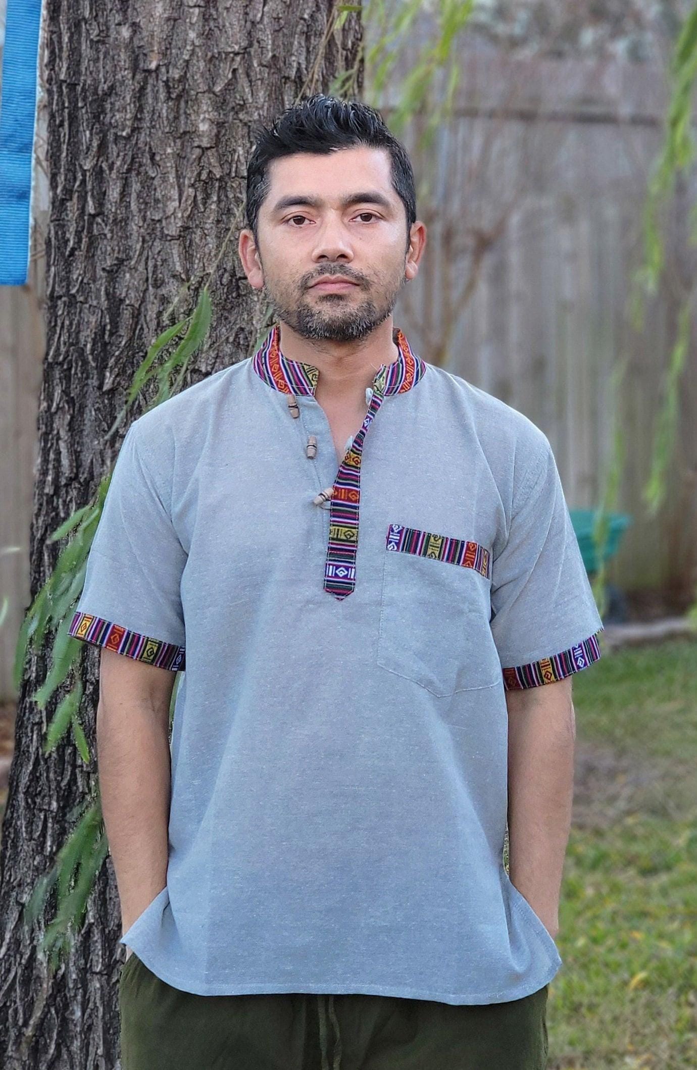 Namaste holiday unisex plain handmade nepalese 100% cotton with border gheri organic top/kurta rn