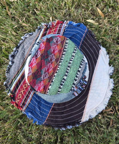 Namaste Fashionable Unisex Multicolor Handmade Flowers Hippie Durable Patchwork Eco-Friendly Organic Hemp Wire Rim Hat