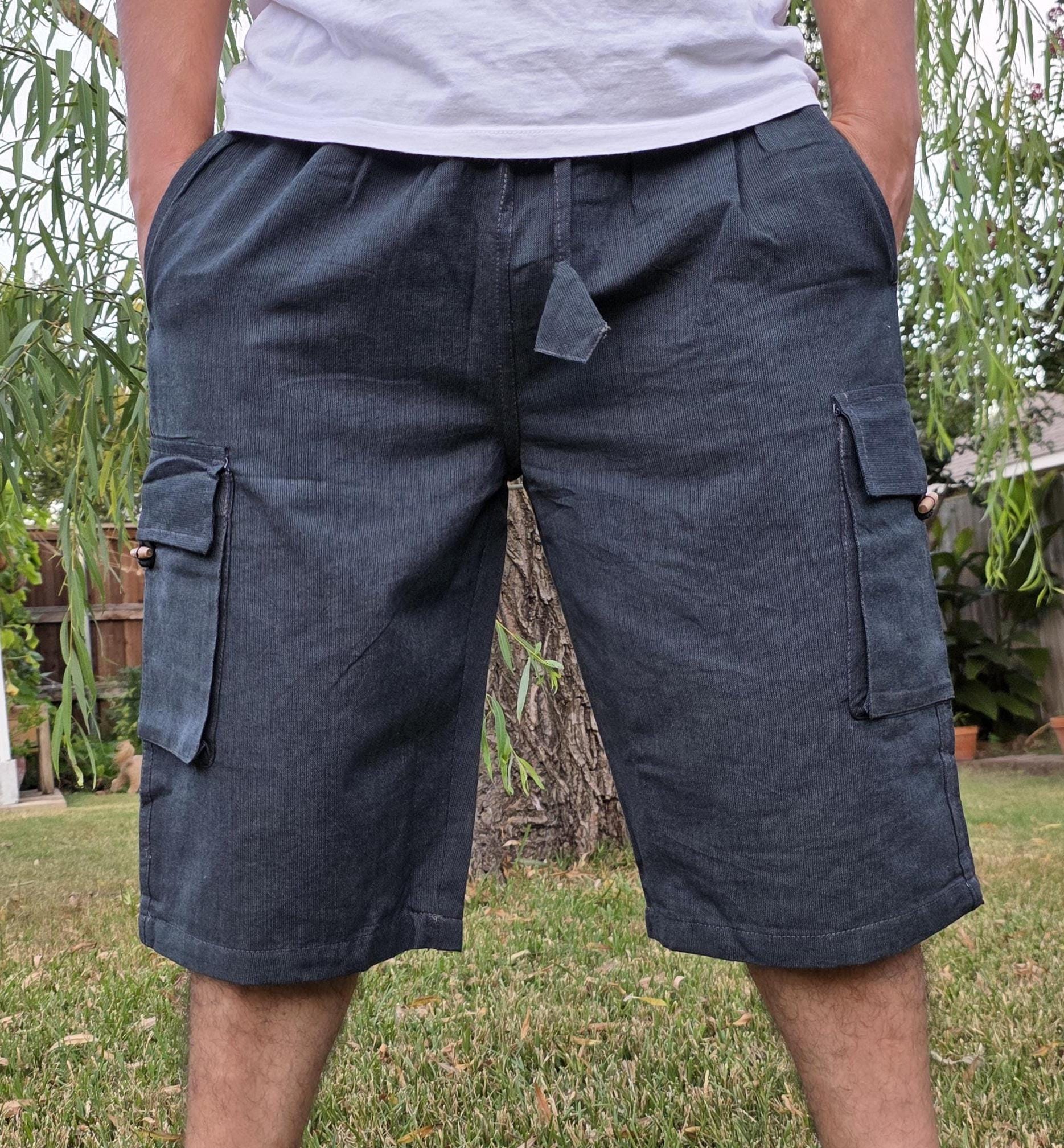 Bohemian handmade cotton unisex elastic quarter pants cargo shorts