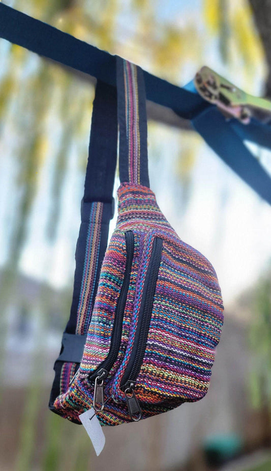 Namaste handmade unisex colorful fashionable unique organic hemp bag/fanny pack/bum bag/money bag/passport bag