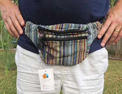 Namaste handmade unisex colorful fashionable unique organic hemp bag/fanny pack/bum bag/money bag/passport bag