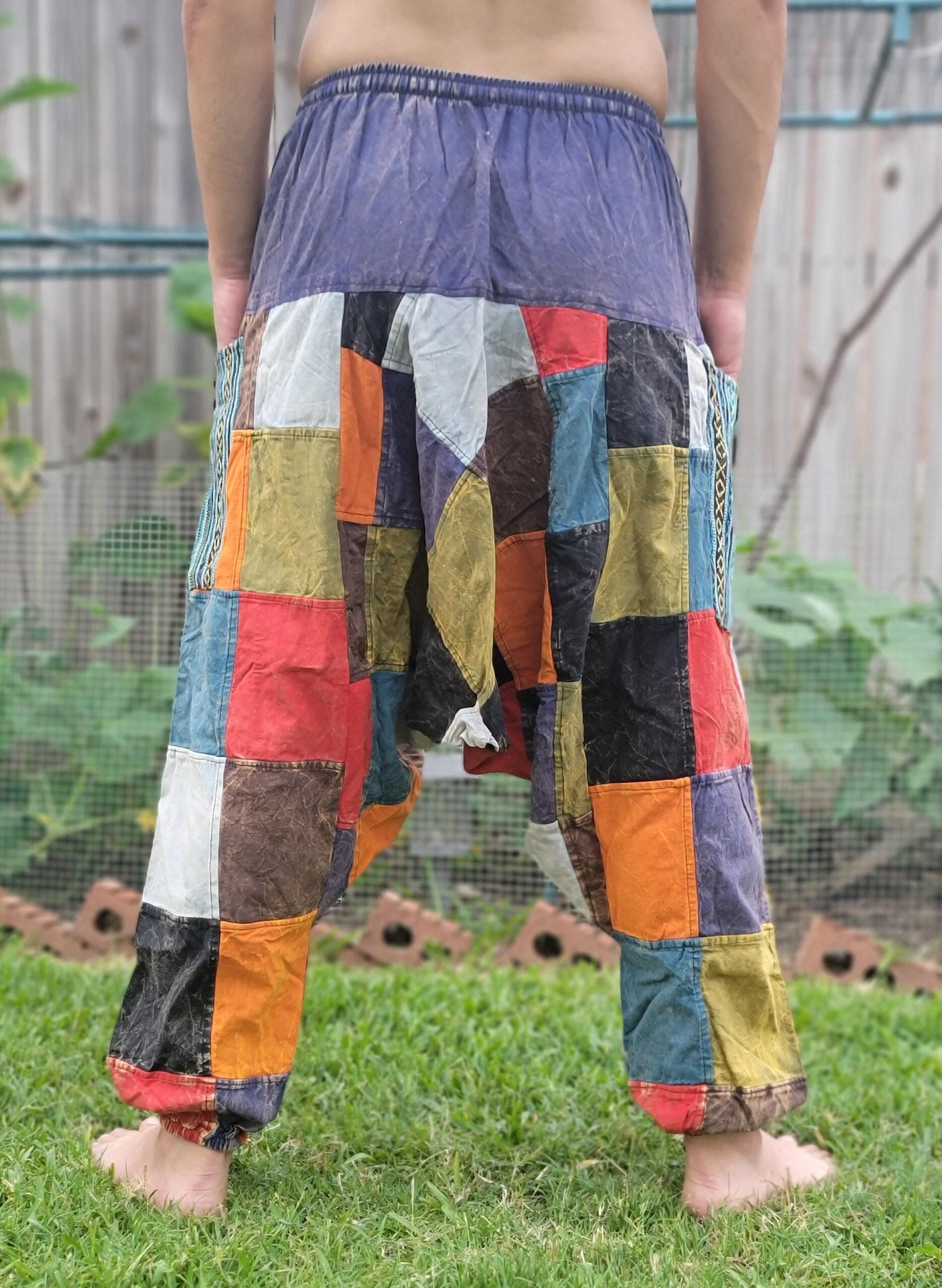 Namaste fashionable unisex multicolor handmade hippie patchwork dyed cotton baggy boho comfy festival yoga harem pants trouser