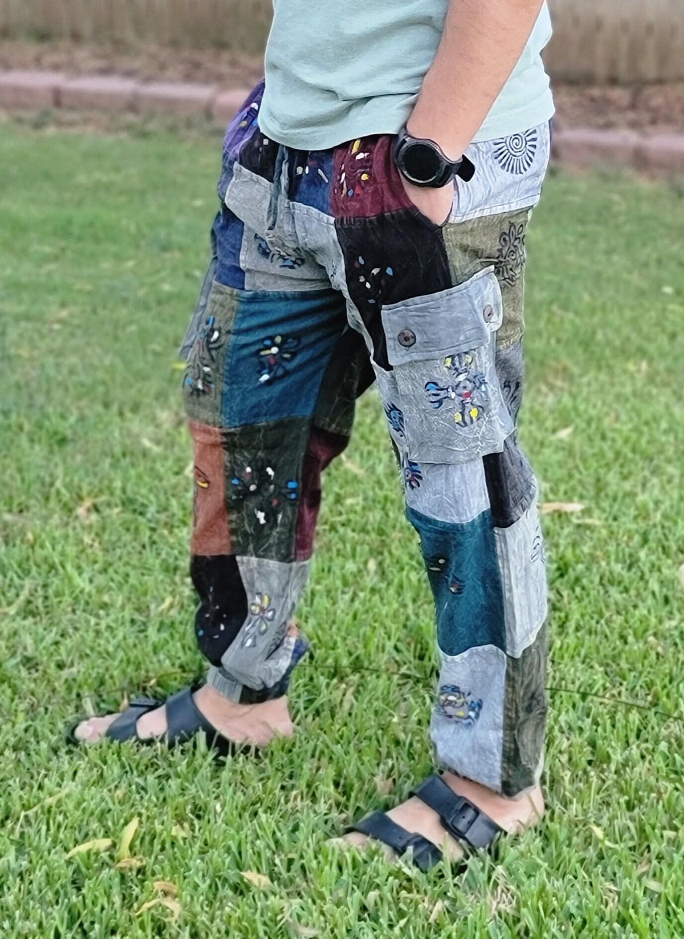 Namaste fashionable unisex stonewashed multicolor handmade hippie patchwork durable non acidic hippie cotton trouser