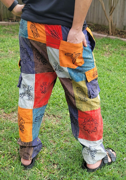 Namaste fashionable unisex stonewashed multicolor handmade hippie patchwork durable non acidic hippie cotton trouser