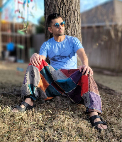 Namaste fashionable unisex multicolor handmade unique prints stitched hippie trunked durable funky fine cotton trouser