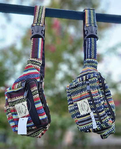 Namaste handmade unisex colorful fashionable unique organic hemp bag/fanny pack/bum bag/money bag/passport bag
