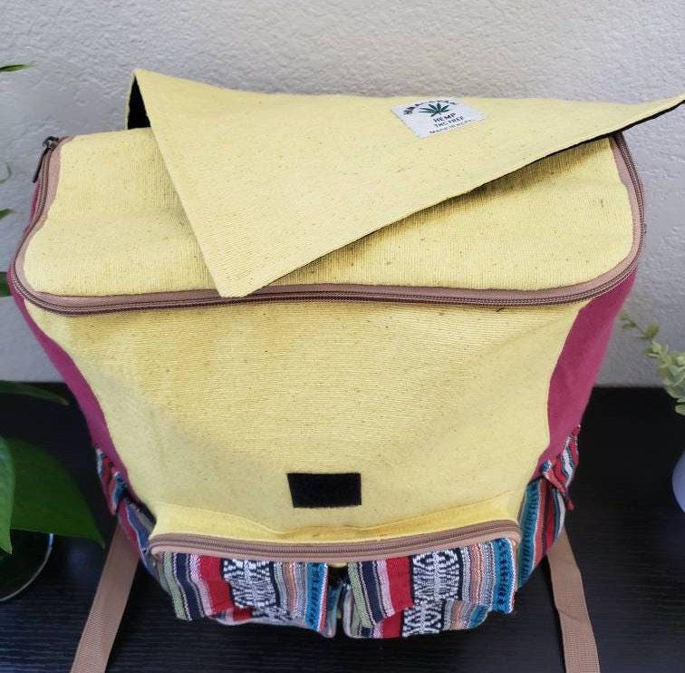 Namaste hemp large rectangular handmade unisex organic backpack