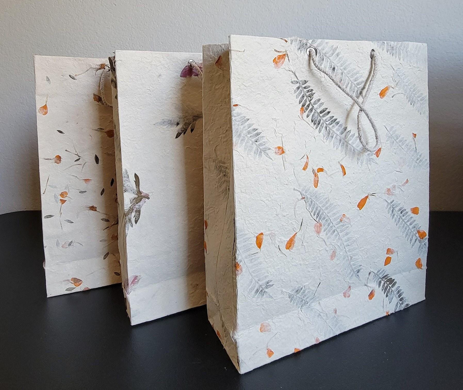 Namaste lokta with marigold, fern and cypress petals/leaves nepalese paper eco friendly sustainable durable organic natural gift bag