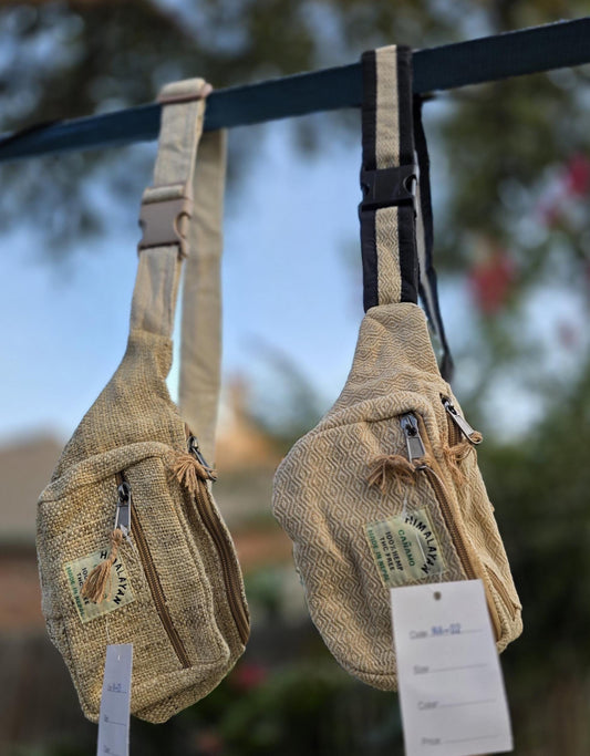 Hemp handmade unisex fashionable unique organic natural hemp bag/fanny pack/money bag/passport bag