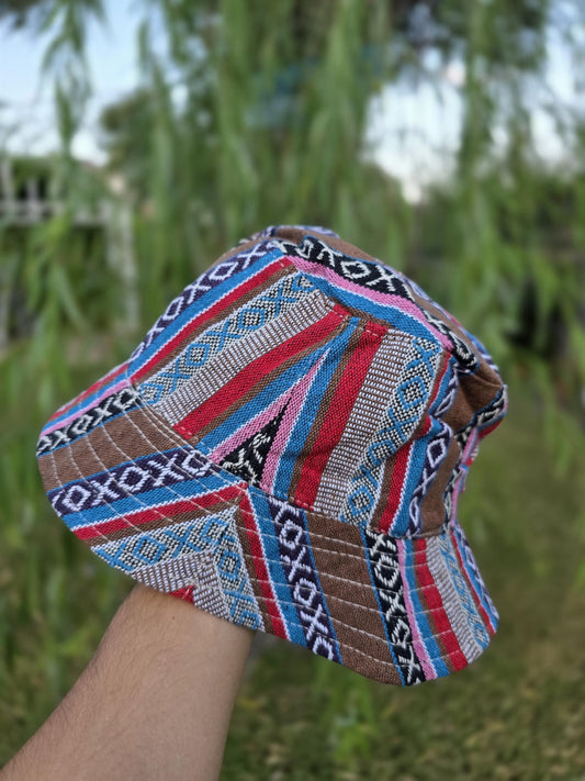 Namaste Fashionable Unisex Multicolor Handmade Flowers Hippie Durable Patchwork Eco-Friendly Organic Hemp Wire Rim Bucket Hat