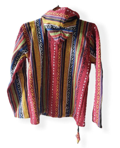Namaste yellow hippie unisex puncho retro multicolored baja nepalese pullover limited edition handmade fashionable gheri warm pullover