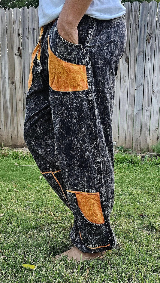 Namaste stonewashed fashionable unisex multicolor handmade patchwork colorful cotton trouser pant