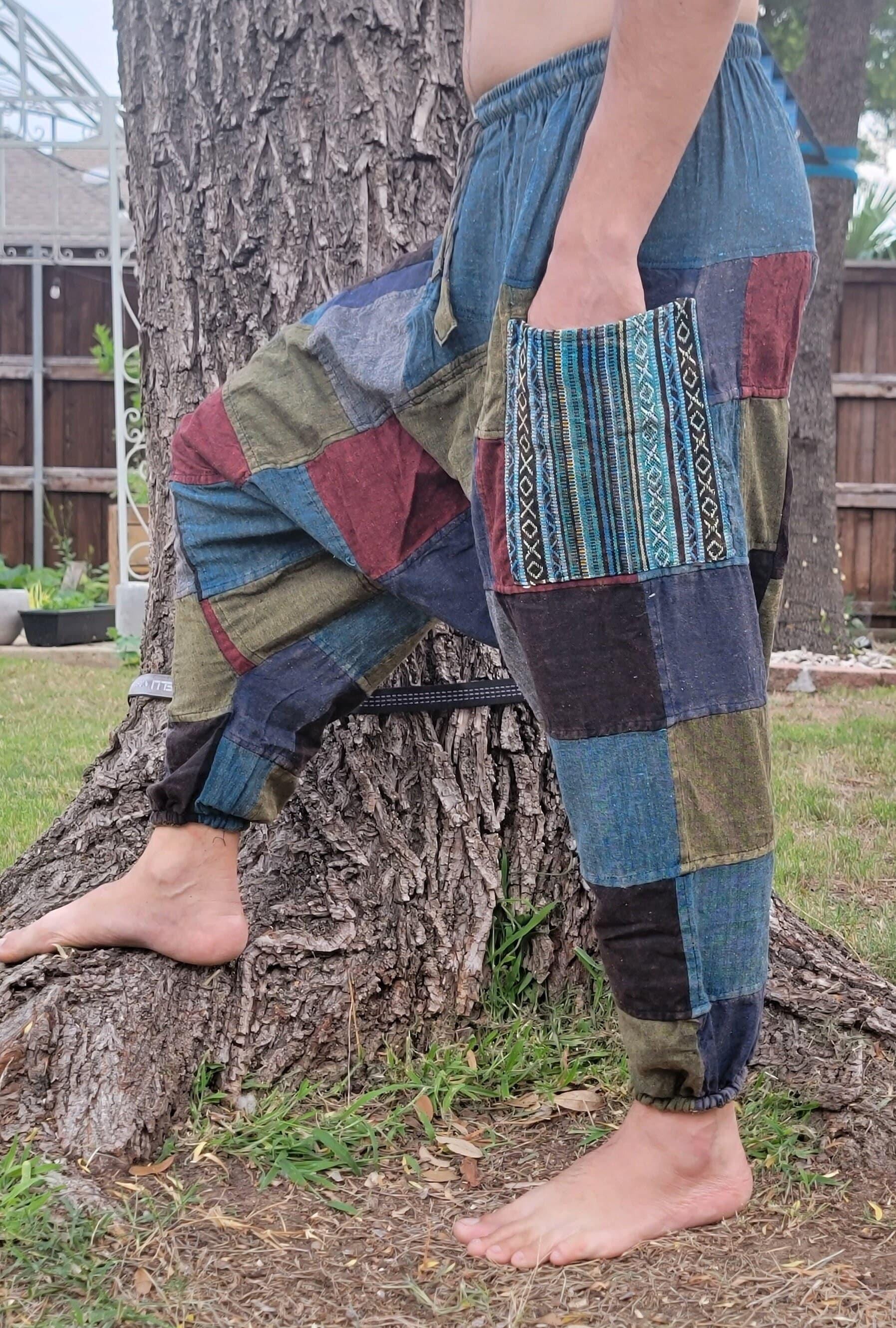 Namaste fashionable unisex multicolor handmade hippie patchwork dyed cotton baggy boho comfy festival yoga harem pants trouser