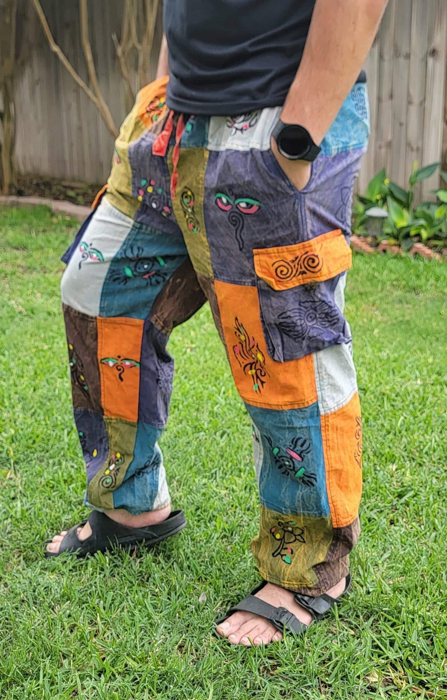 Namaste fashionable unisex stonewashed multicolor handmade hippie patchwork durable non acidic hippie cotton trouser