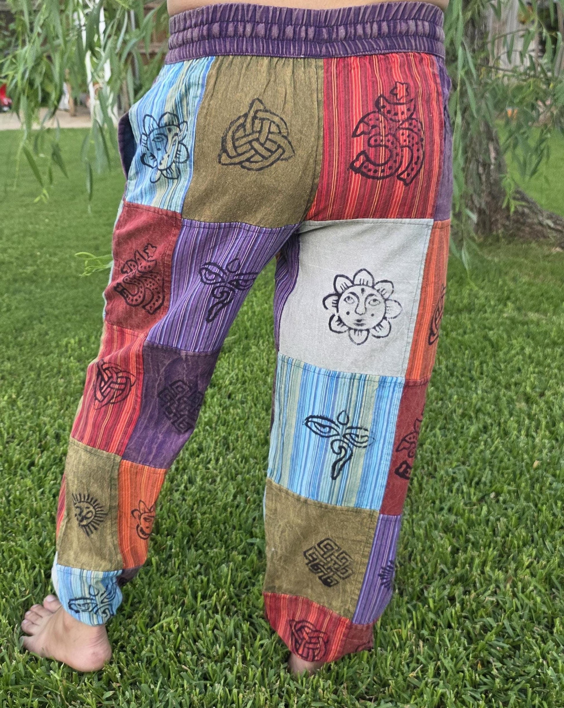 Namaste bohemian unisex reggae multicolor handmade hippie patchwork colorful cotton trouser.