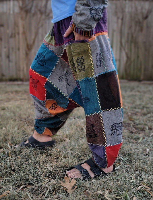 Namaste fashionable unisex multicolor handmade unique prints stitched hippie trunked durable funky fine cotton trouser