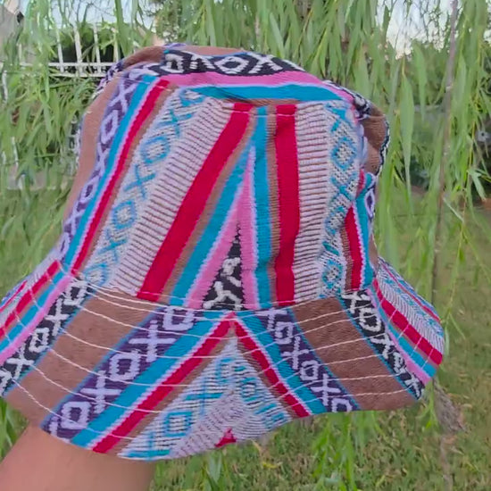 Namaste Fashionable Unisex Multicolor Handmade Flowers Hippie Durable Patchwork Eco-Friendly Organic Hemp Wire Rim Bucket Hat