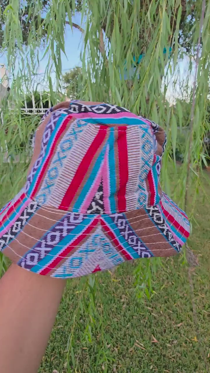 Namaste Fashionable Unisex Multicolor Handmade Flowers Hippie Durable Patchwork Eco-Friendly Organic Hemp Wire Rim Bucket Hat
