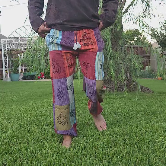 Namaste bohemian unisex reggae multicolor handmade hippie patchwork colorful cotton trouser.