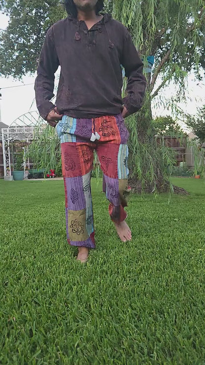 Namaste bohemian unisex reggae multicolor handmade hippie patchwork colorful cotton trouser.