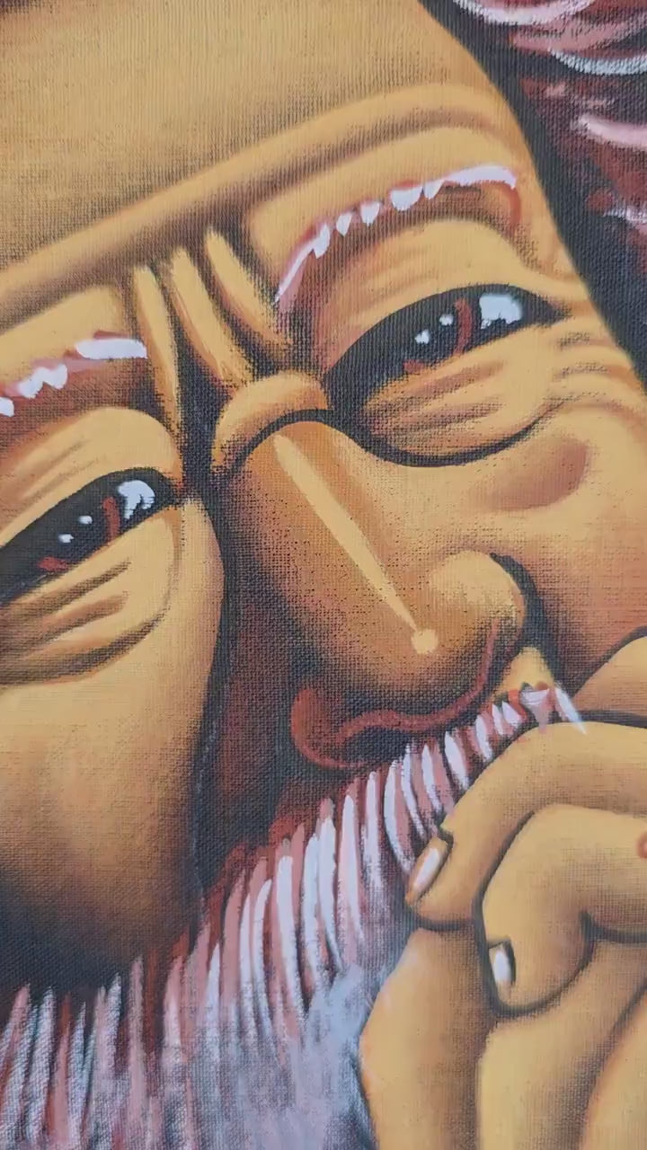 Namaste Handmade Priest Smoking Authentic Cloth Hand-Painted Wall hanging Artwork