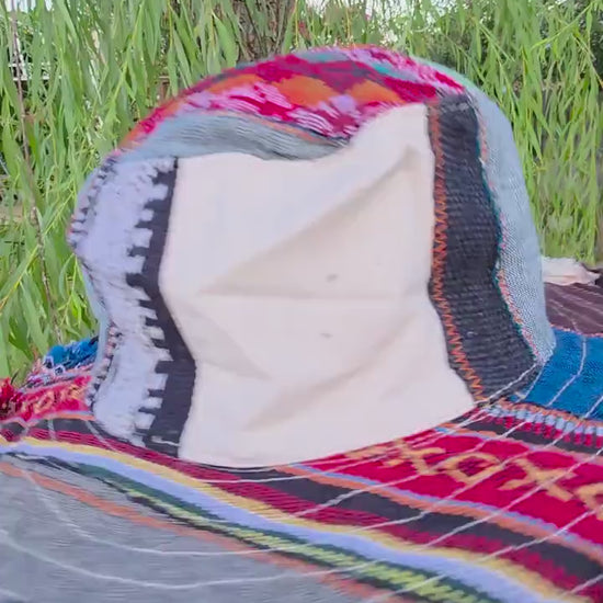 Namaste Fashionable Unisex Multicolor Handmade Flowers Hippie Durable Patchwork Eco-Friendly Organic Hemp Wire Rim Hat