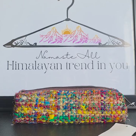 3 Piece Set Toiletry Organic Eco Friendly Handmade Colorful Hippy Pencil Case/Makeup Pouch Bag