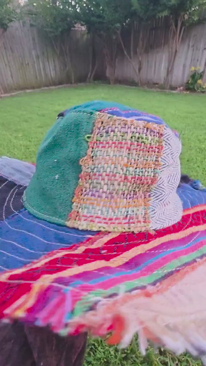 Namaste Fashionable Unisex Multicolor Handmade Flowers Hippie Durable Patchwork Eco-Friendly Organic Hemp Wire Rim Hat